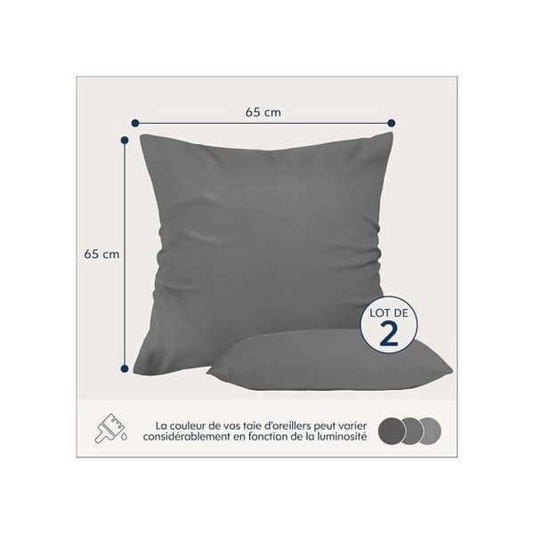 Mikrofiberkuddfodral - Dreamzie - 65x65 cm - 2-pack - Antracit - Oeko-Tex-certifierad