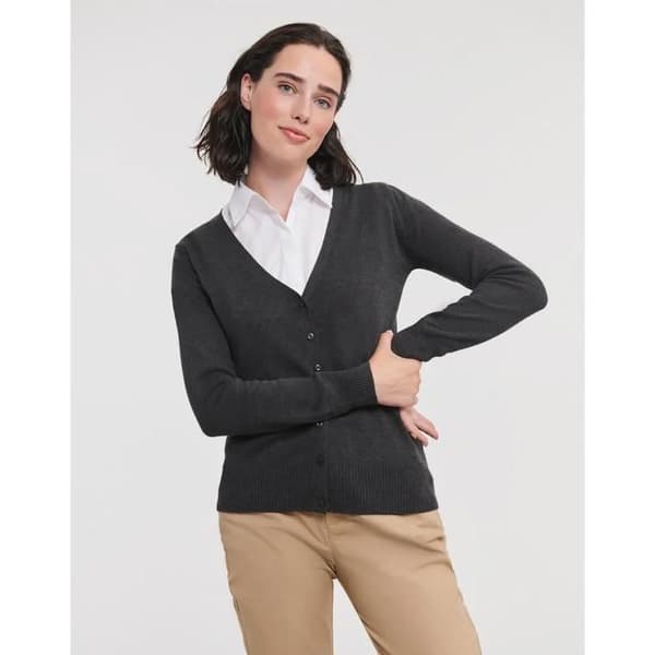 V-ringad stickad cardigan dam Russell Athletic