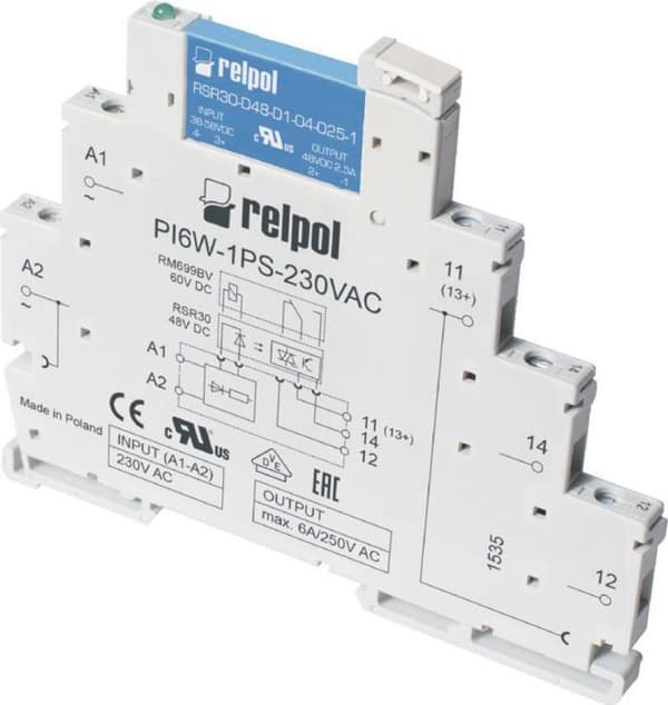 Automatisera programmerbara Relpol - 857208 - Gränssnittrelä 1Z 24V DC PIR6W-1PS-24VDC-O ()