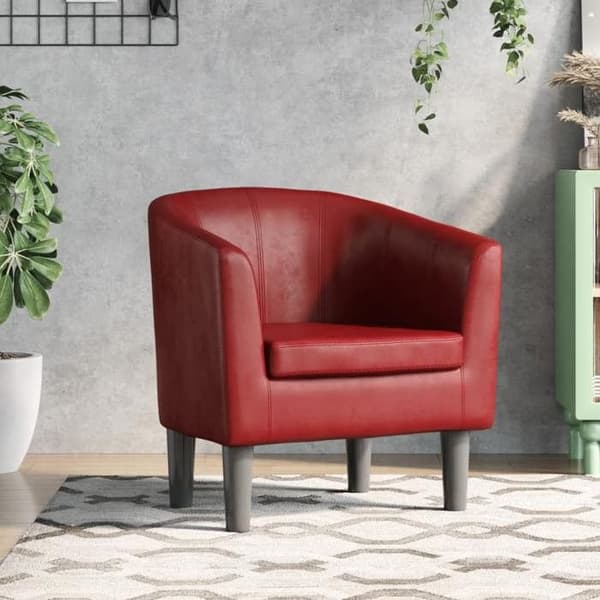 vidaXL Fåtölj vinröd konstläder 356489