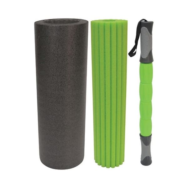 Fascia massagerullset - Schildkröt - 45 cm EVA grå/grön - 3 st