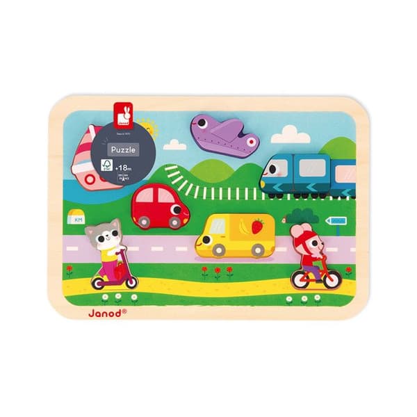 Chunky Puzzle Fordon - FSC Trä - 7 bitar - Från 18 månader