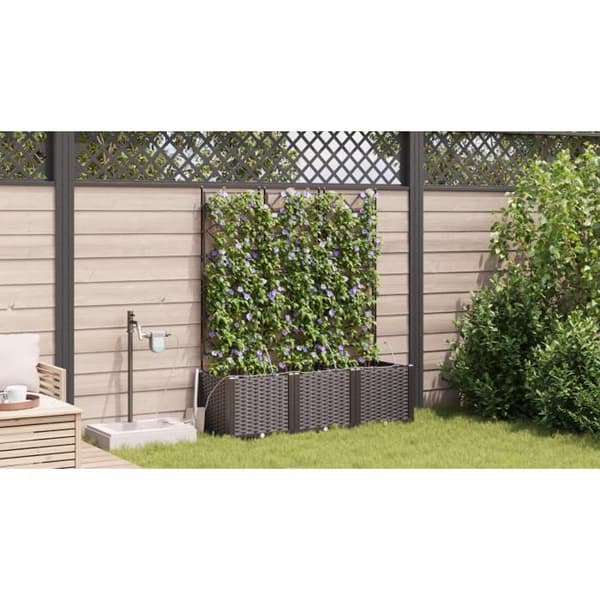 Blomlådor med bevattningssystem 3 stycken Brun
