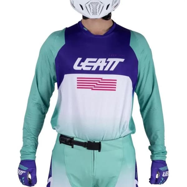 Långärmad motocrosströja Leatt 4.5 Lite - turkos/lila/vit
