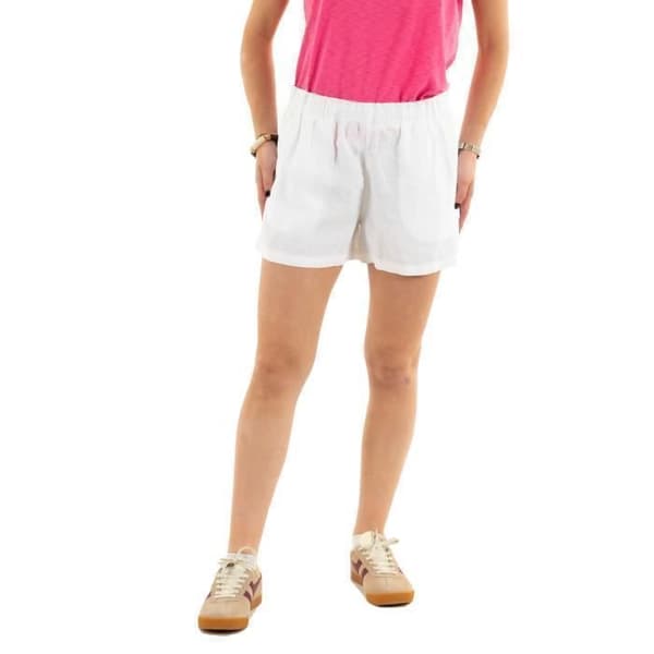 Kort bermuda superdry linne med dragsko 04c vit