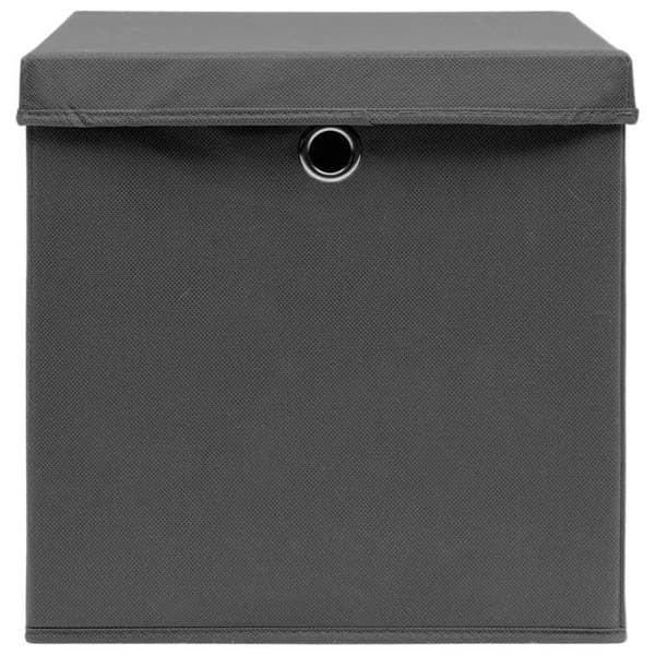 vidaXL Förvaringsboxar med lock 10 st 28x28x28 cm Grå