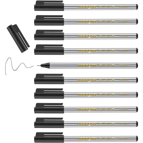 Förpackning med 10 Office Liner 89 Pennor Extra Fin Svart Spets 0,3 mm