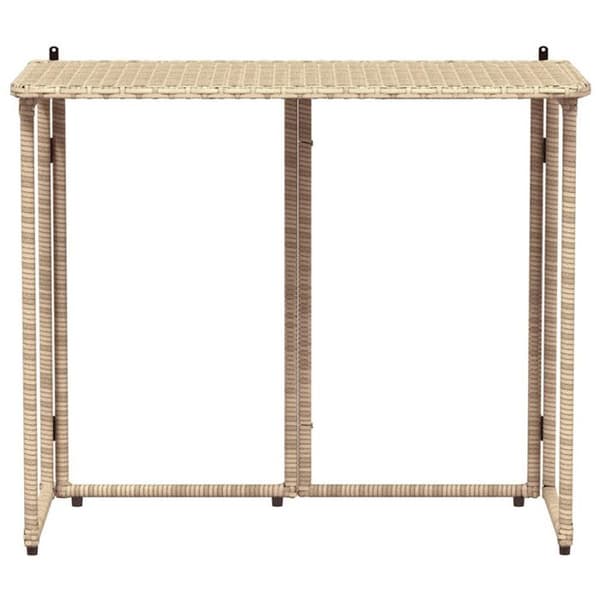 Fällbart trädgårdsbord - Beige - 90 x 51 x 75 cm - Polyrotting - 4 personer