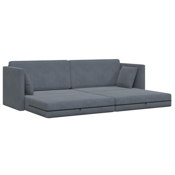 Soffa Säng 2 i 1 Mörkgrå 213x144x60 cm Sammet