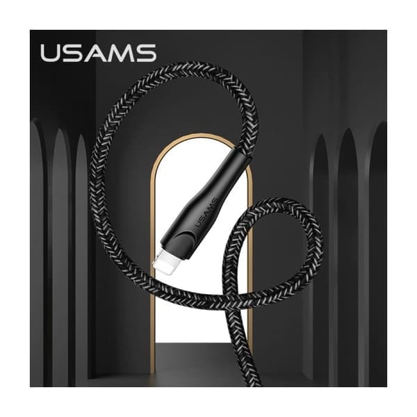 USAMS 1m svart Lightning-kabel för iPhone