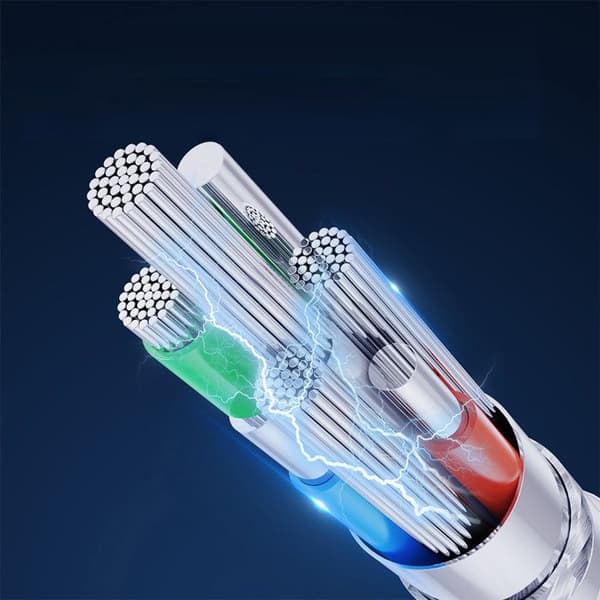USB-kabel - micro USB 2,4 A 2 m vit med LED-indikator