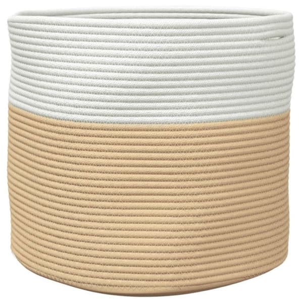 Lagringskorg beige och vit Ø40x35 cm bomull