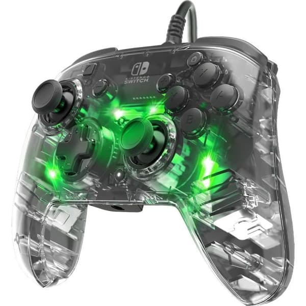 Trådbunden kontroller för Nintendo Switch - PDP - Afterglow - LED-belysning - Transparent