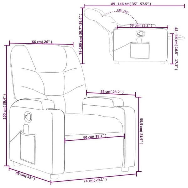 vidaXL Massagefåtölj Cream Läder 372473