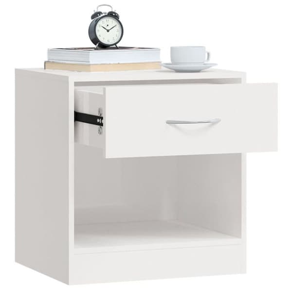 342585 vidaXL Sängbord 2 st med Låda Blank Vit