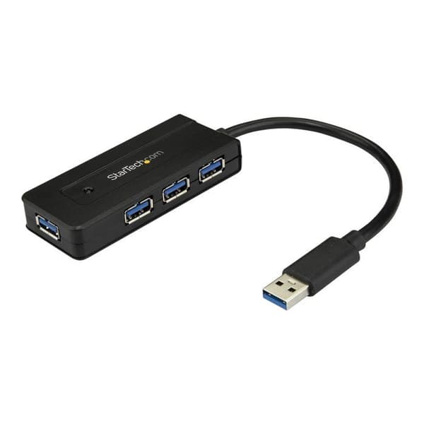USB 3.0-hubb - 4 portar - STARTECH - Kompakt - Drivs - Strömadapter ingår