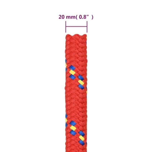 152421 vidaXL Båtrep Röd 20 mm 50 m Polypropylen