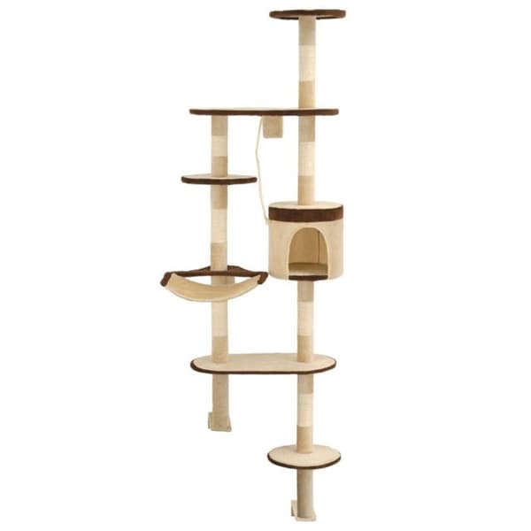 vidaXL Sisal Cat Tree Väggmonterad 194 cm Beige och Brun