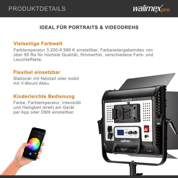 Walimex pro LED Regnbåge 50W RGBWW Yttramlampa
