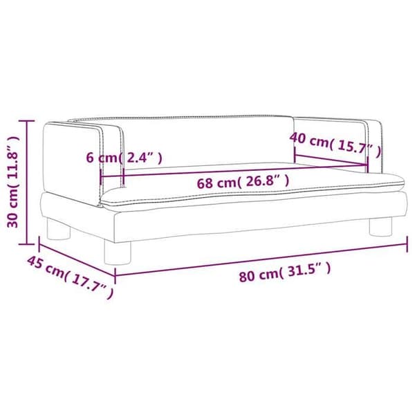 vidaXL Barnsoffa kräm 80x45x30 cm sammet 3196311