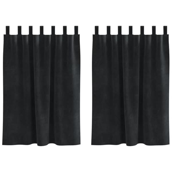 Mörkläggningsgardiner - Öglor - Svart - Matt polyester - 2-pack