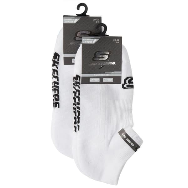 Unisex-strumpor, Vit, Skechers 2PPK Basic Dämpade Sneakersockor