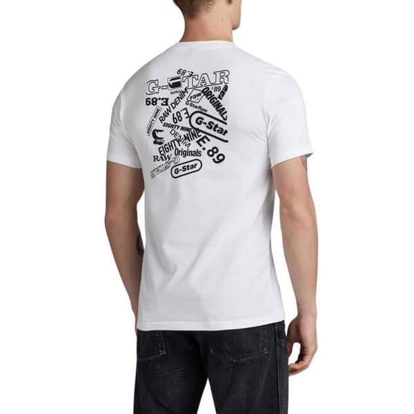T-shirt G-Star Bakgrafik Slim Vit Herr
