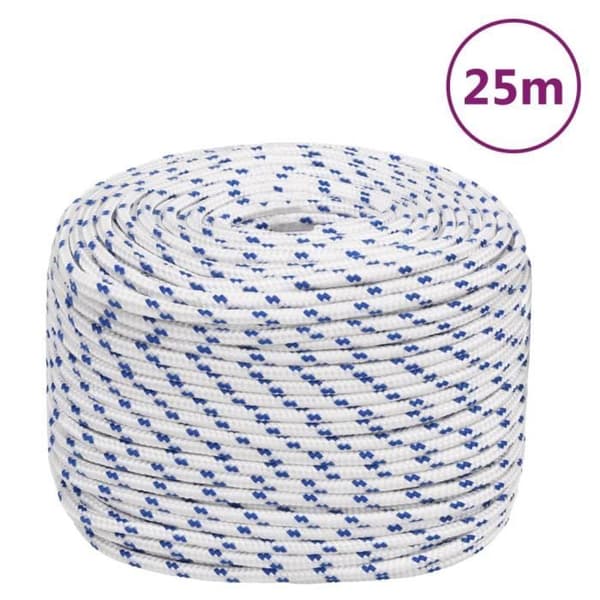 152294 vidaXL Båtrep Vit 10 mm 25 m Polypropen