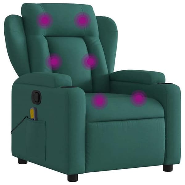 vidaXL Massagestol Recliner Mörkgrön Tyg 372421