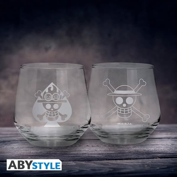 Verres - One Piece - Luffy & Ace - Flerfärgad - Cylindrisk - Diskmaskinssäker