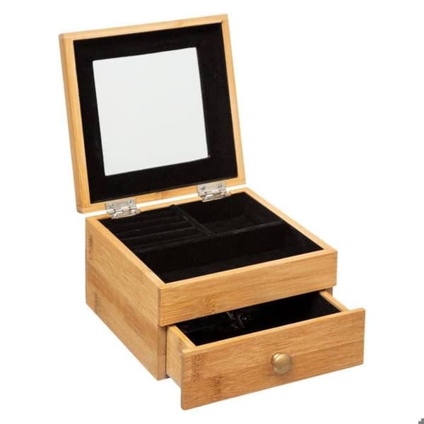 Liten smyckeslåda med spegel i bambu - 5 five simply smart