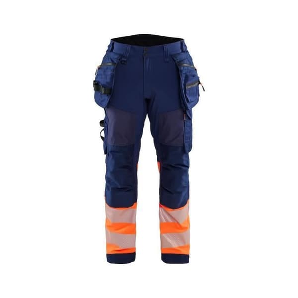 Blaklader HV Klass 1 HTP KP Softshell Arbetsbyxor - Marin/orange - Herr - Vuxen