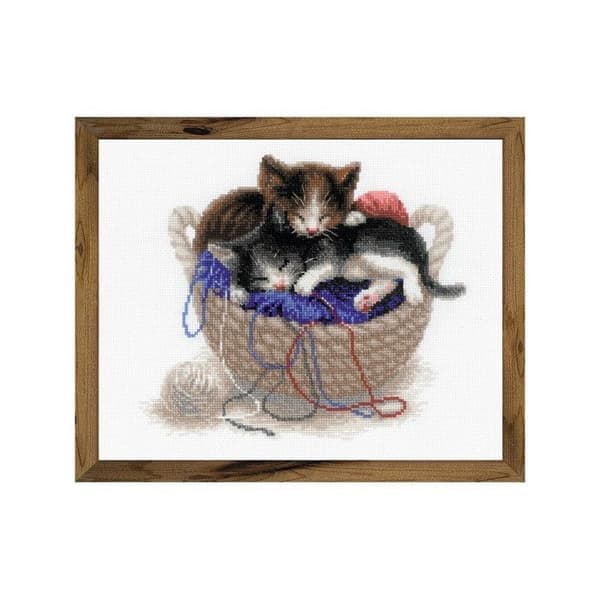 Riolis Broderikit kattungar i en korg