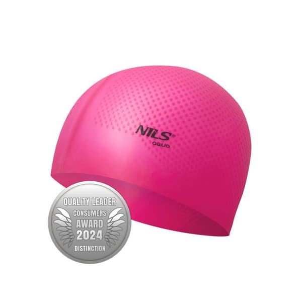 Badmössa i silikon - NILS AQUA - Mörkrosa - Hydrodynamisk - 100% silikon - Antislip-nubbar