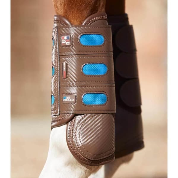 Premier Equine Carbon Tech Air Cooled slutna damasker fram för hästar - brun - L