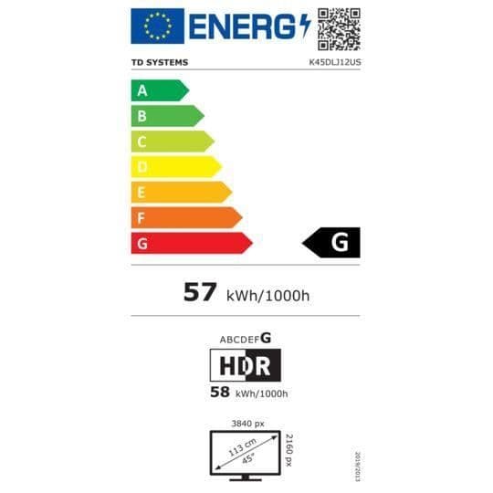 TD SYSTEMS 4K UHD LED-TV - 45" 113 cm - K45DLJ12US - Svart TD SYSTEMS