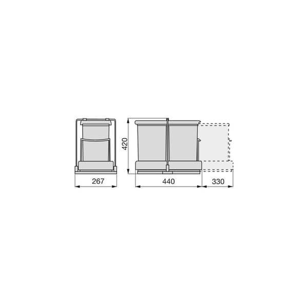 Automatisk utdragbar soptunna 2 x 14 L EMUCA - 8077221