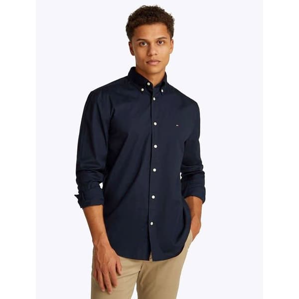 Tommy Hilfiger Core Flex Poplin Skjorta, Enfärgad, Dw5