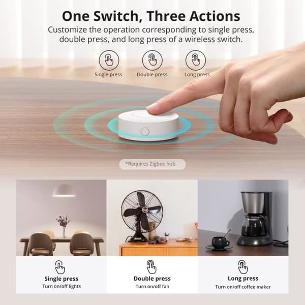 Trådlös smart strömbrytare SONOFF SNZB-01P Zigbee 3.0 med väggbrytare NSPanel Pro T5