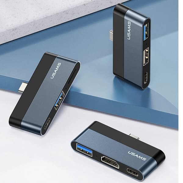 Anslutningshub - USAMS - US-SJ490 - 2×USB - 1×Typ-C - Snabbladdning