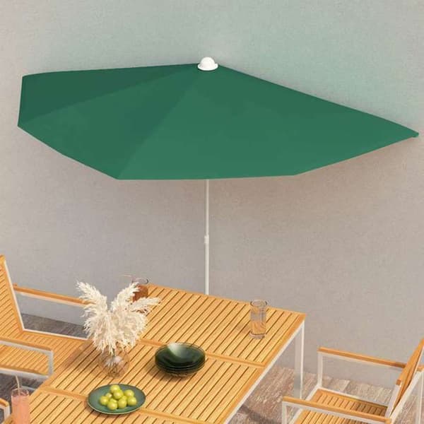 vidaXL Half Garden Paraply med Stång 180x90 cm Grön