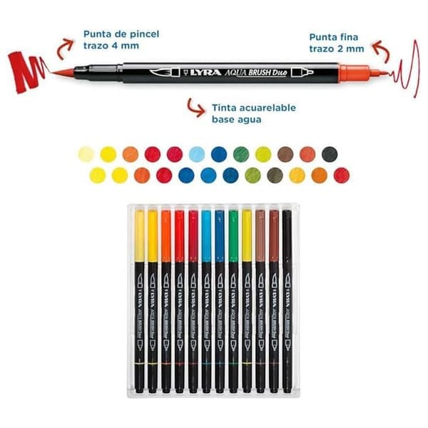 Stylo feutre - LYRA - L6521120 - 12 stycken - Multi - Opaque - Vattenbaserad