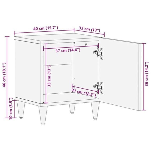 vidaXL Sängbord grå 40x33x46 cm solid mangoträ, sängskåp, sovrumsmöbel, bord 4017788
