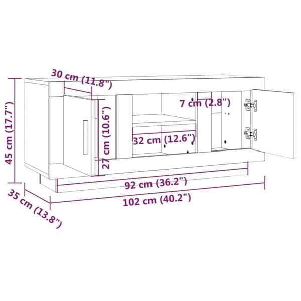 vidaXL TV-möbel Sonoma grå 102x35x45 cm Ingenjörsträ 817226