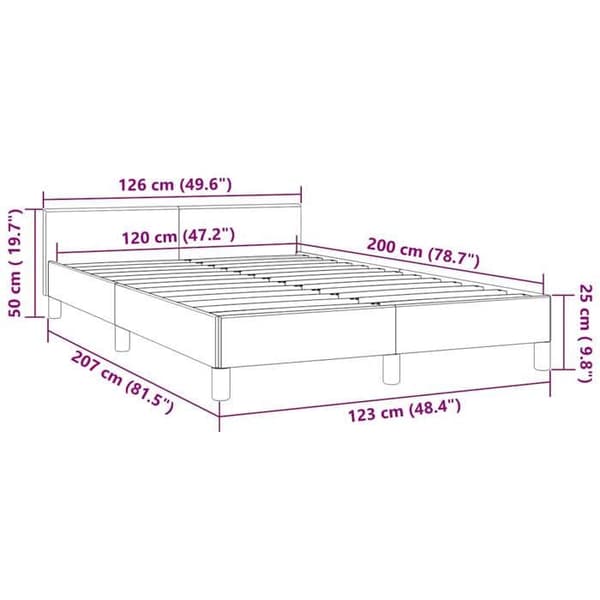 vidaXL Sängram utan madrass mörkblå 120x200 cm sammet 347565