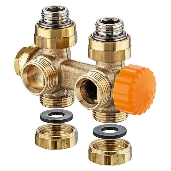 Kit radiatorventil - BANYO - Multilux 4 Eclipse - Vinkel/Rak - Brons - Avstånd 50 mm