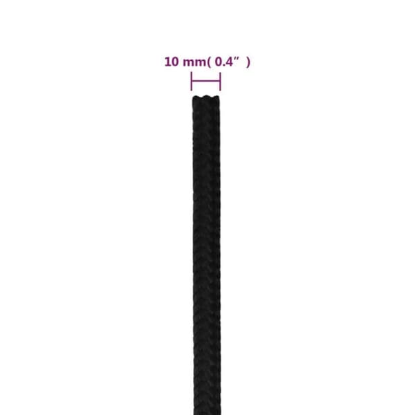 152824 vidaXL Arbetsrep Svart 10 mm 100 m Polyester