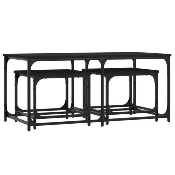 vidaXL Häckande soffbord 3 st Black Engineered Wood 835389