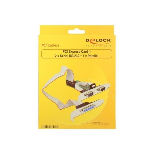 Serie/parallelladapter - DELOCK - PCI Express - 2 x RS-232 - 1 x Parallell - Låg profil