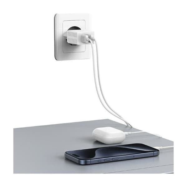 Laddare - USAMS - 18W - 2xUSB - Lightning-kabel - Kompatibel med iPhone 11 till 14